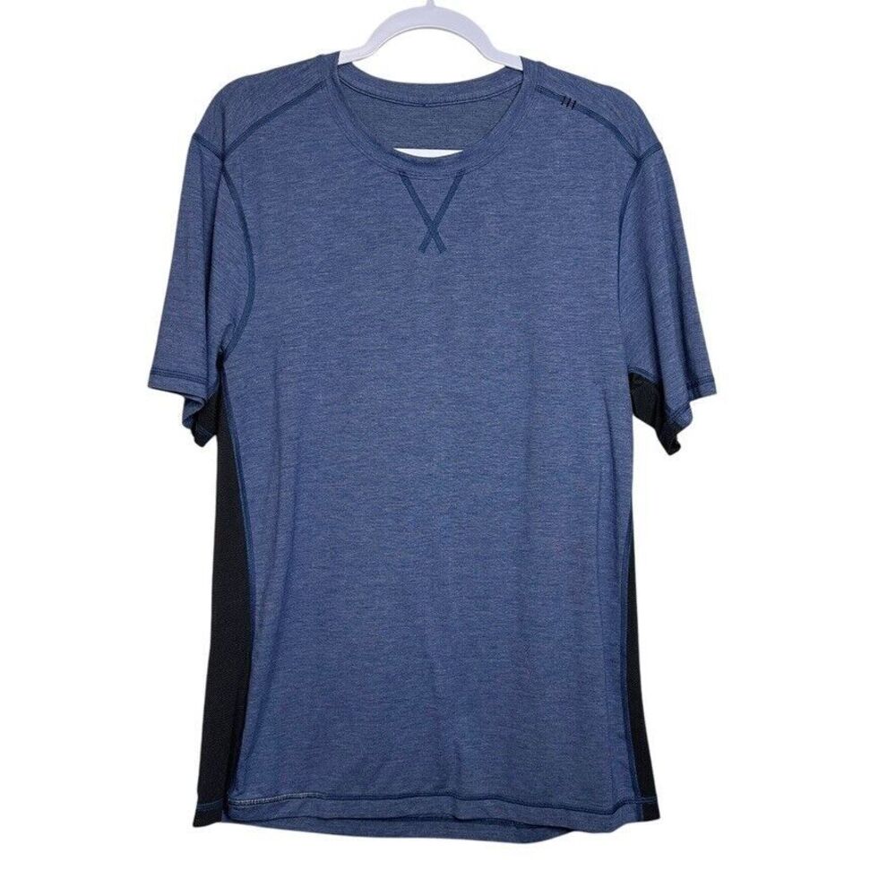 Lululemon THE Crew Shirt Men's M Heathered Dark Cobalt Stretch Activewear Gym